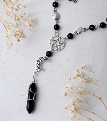 Gothic Moon & Star Pendant Choker Necklace - Image 4