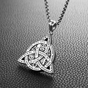 Stainless Steel Tri-Symbol Pendant Necklace - Image 2