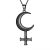 K, Moon Cross Pendant Black