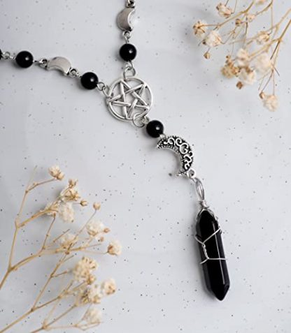Gothic Moon & Star Pendant Choker Necklace - Image 5