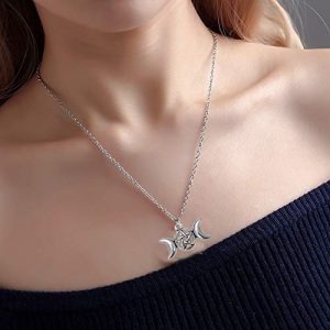 Enchanting Triple Moon Goddess Pendant Necklace in Three Colors - Image 4