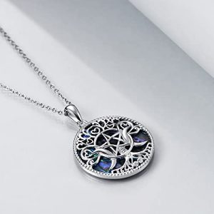 Triple Moon Goddess Sterling Silver Pendant Necklace - Image 4