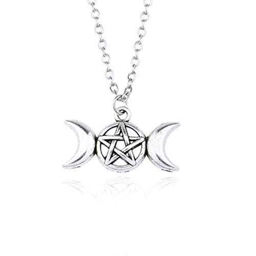 Enchanting Triple Moon Goddess Pendant Necklace in Three Colors