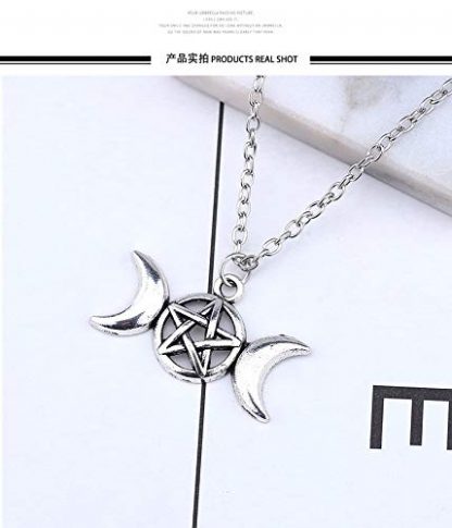 Enchanting Triple Moon Goddess Pendant Necklace in Three Colors - Image 5