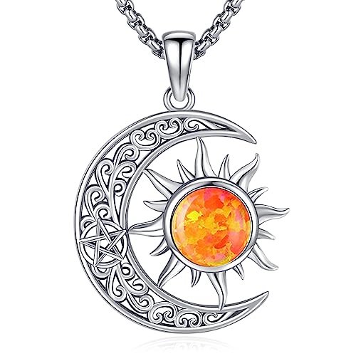 Enchanting Sterling Silver Sun & Moon Wiccan Necklace