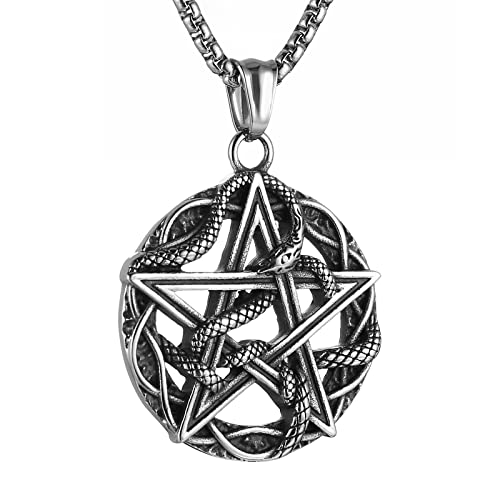 Men's Stainless Steel Snake Totem Pendant Necklace