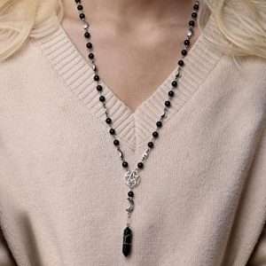 Gothic Moon & Star Pendant Choker Necklace - Image 2