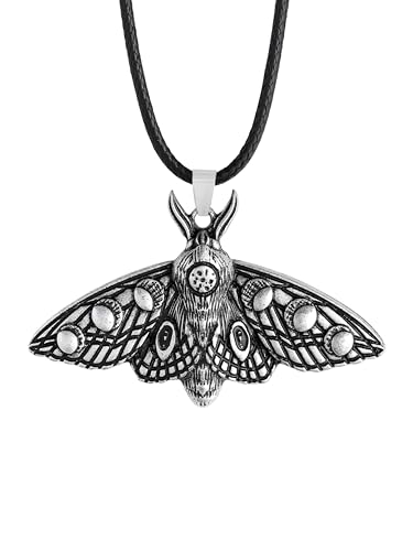 Mystical Moth Necklace with Moon Phase Detailing