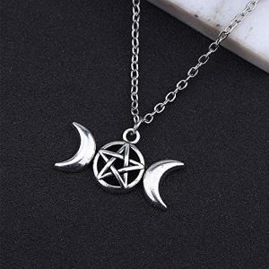 Enchanting Triple Moon Goddess Pendant Necklace in Three Colors - Image 2