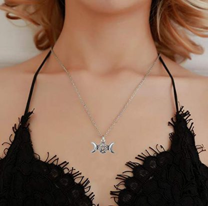 Enchanting Triple Moon Goddess Pendant Necklace in Three Colors - Image 6