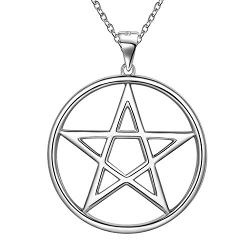 Enchanting 925 Sterling Silver Pentagram Pendant Necklace