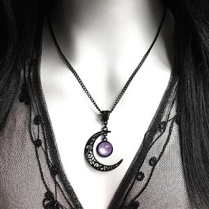 Mystical Moon Crystal Gothic Pendant Necklace - Image 2
